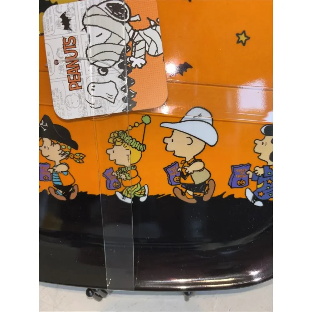 Peanuts Halloween Plate Set Of 4 Snoopy Woodstock Charlie Bats Melamine 10